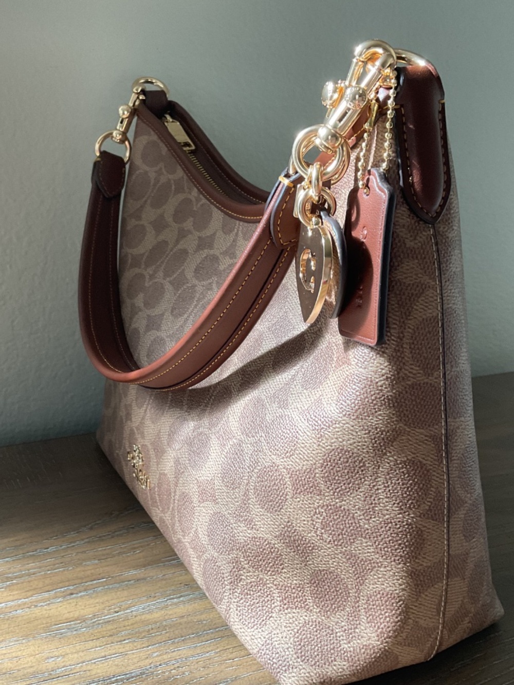 Coach Laurel Shoulder Bag-Signature Canvas with Bag Charm - Picture 3 of 15